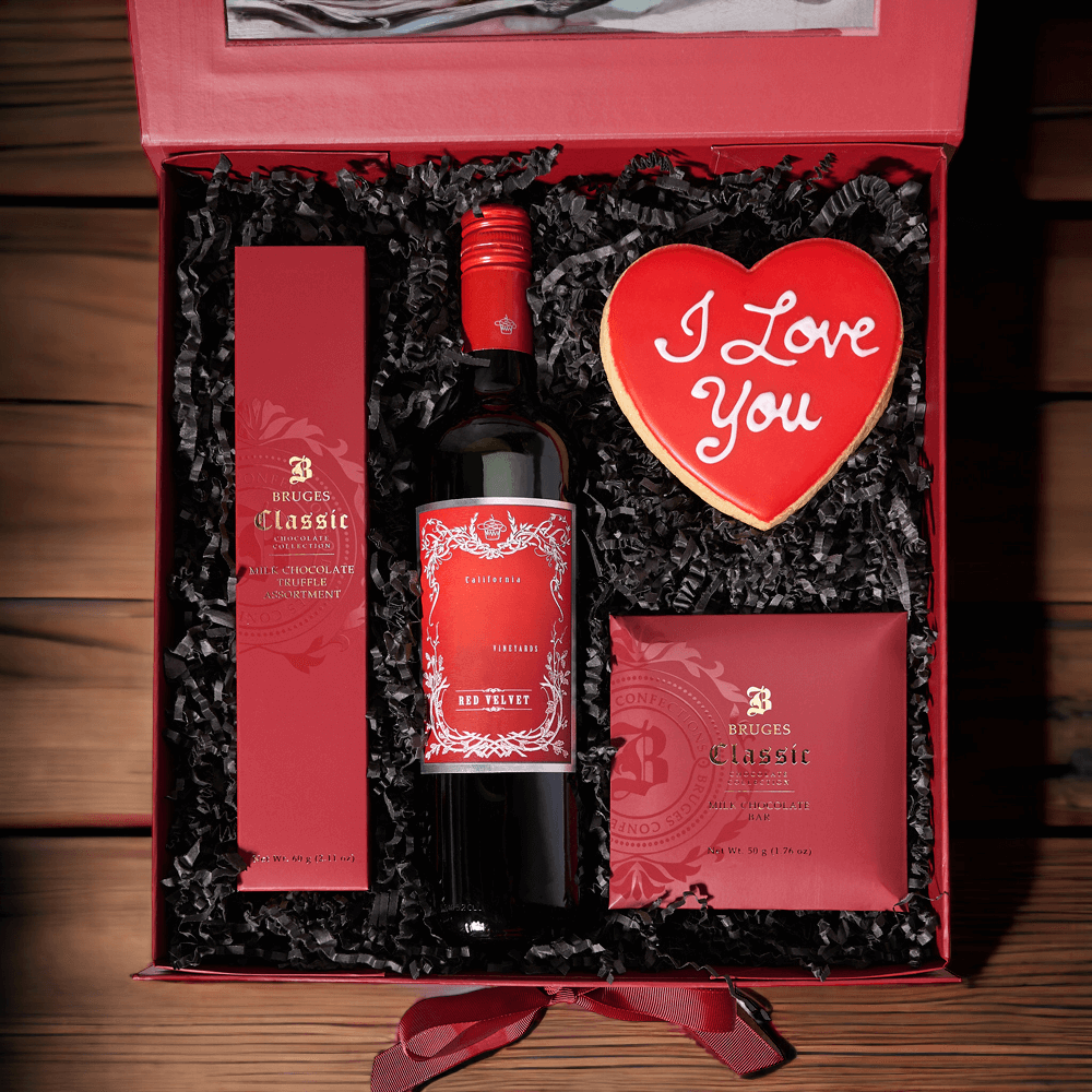 Bruges Wine and Truffles Basket – how the gift is presented