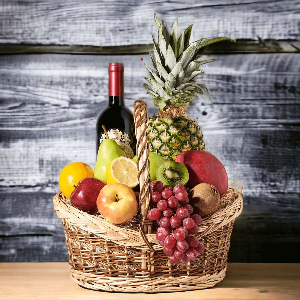 Red Grapes Wine Gift Basket – how the gift is presented