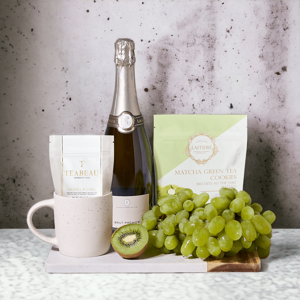 Fruits, Tea, &amp; Bubbly Gift Basket