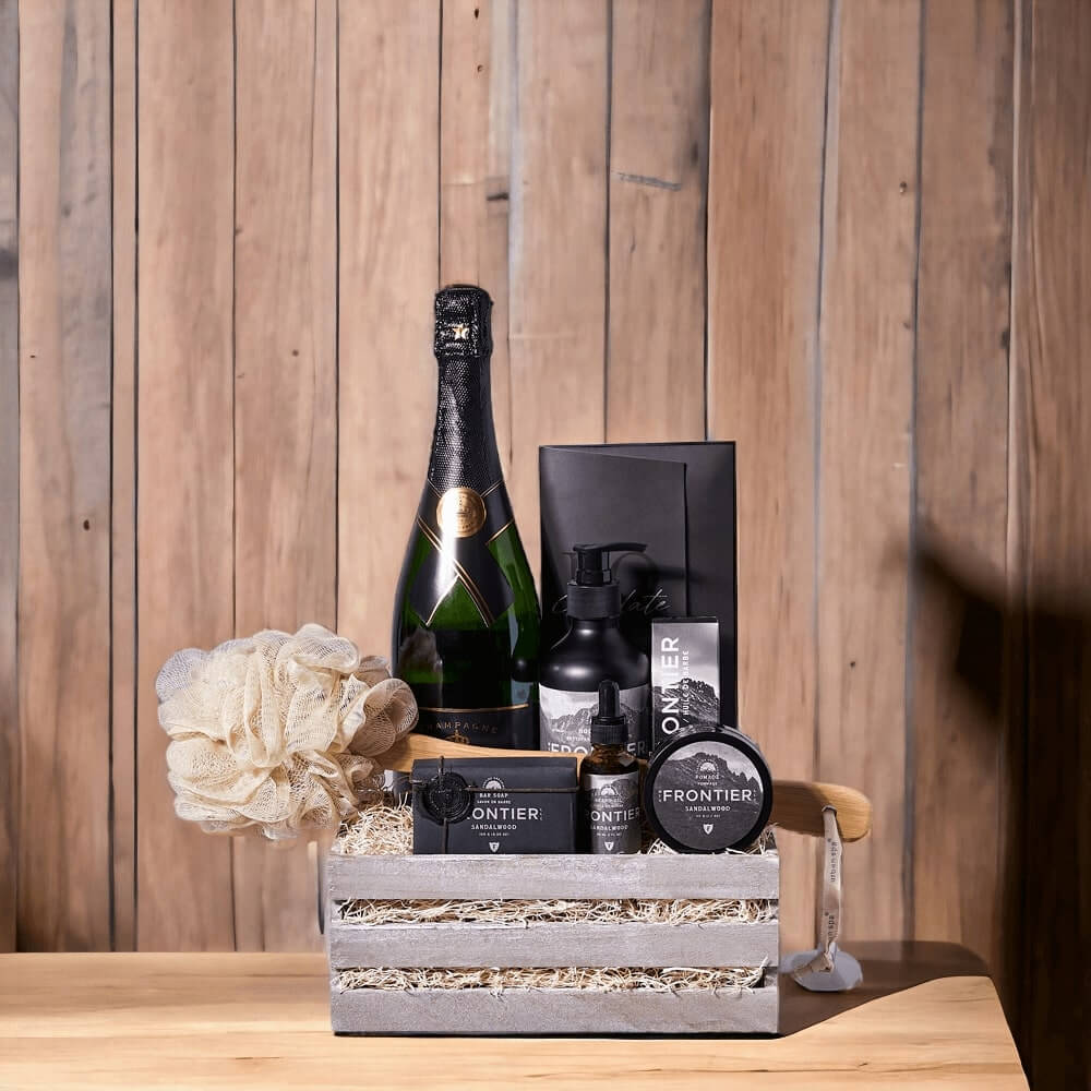 Grooming Gift Crate with Sparkling Wine