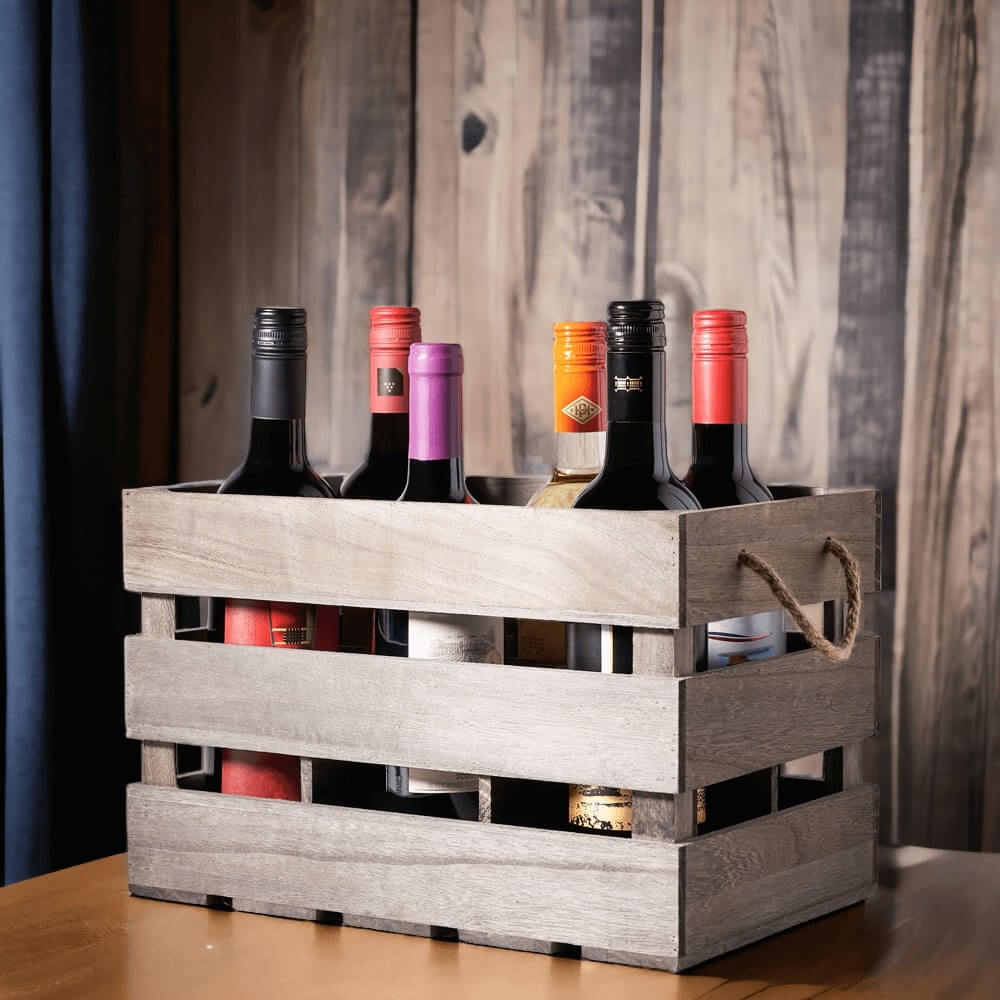 House Wine Six Bottle Basket – how the gift is presented