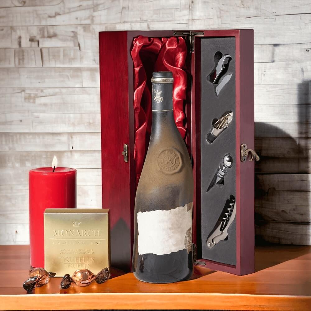 Red &amp; Gold Truffles &amp; Wine Gift Box
