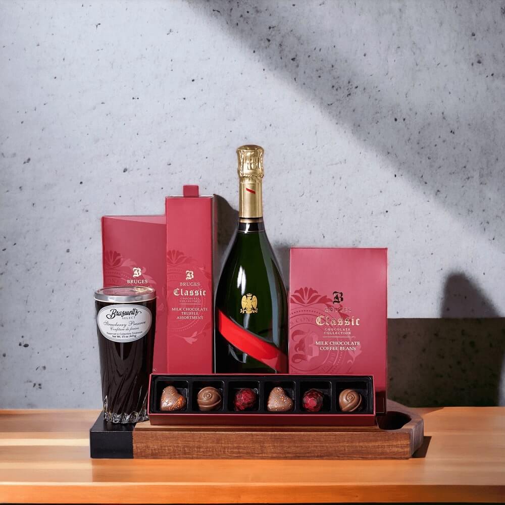 Sweet Delights &amp; Sparkling Wine Gift Basket