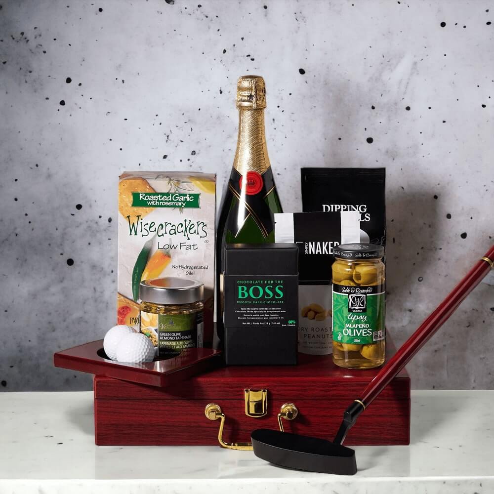 The Golf Lover's Dream Gift Basket - with Champagne