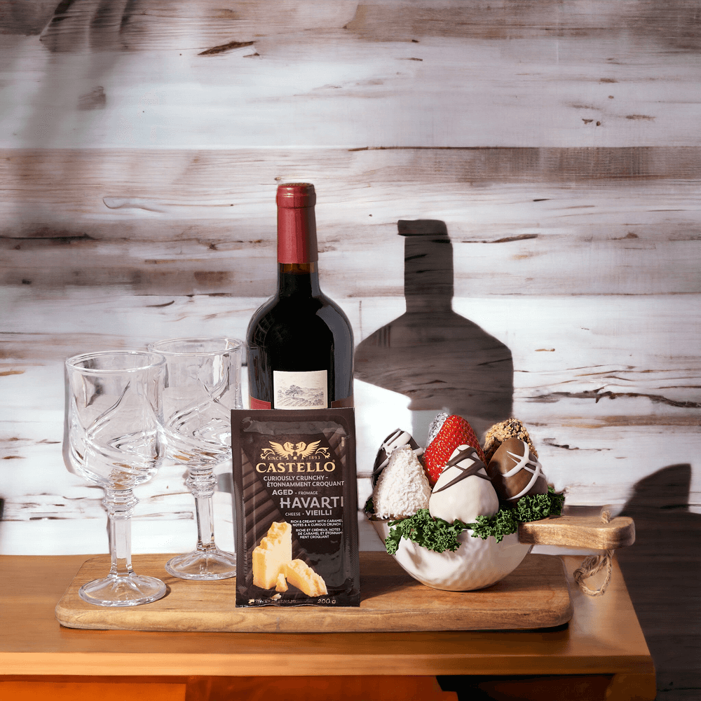 "True Luxury" Wine &amp; Chocolate Dipped Strawberries Gift