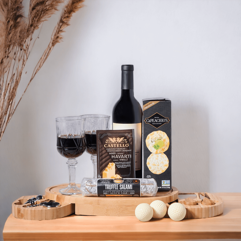Wine and savoury gourmet gift for same-day delivery