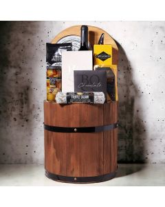 Gift Barrel with Wine & Snacks