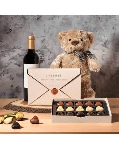 Teddy Bear, Wine, & Chocolate Gift Board